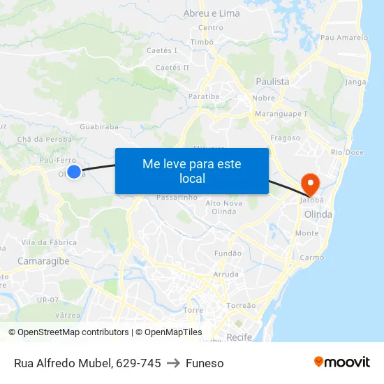 Rua Alfredo Mubel, 629-745 to Funeso map