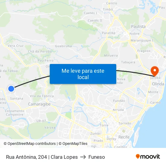 Rua Antônina, 204 | Clara Lopes to Funeso map
