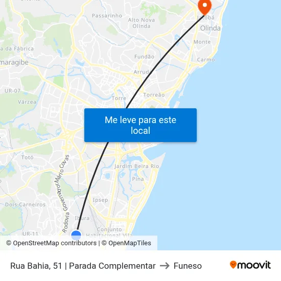 Rua Bahia, 51 | Parada Complementar to Funeso map
