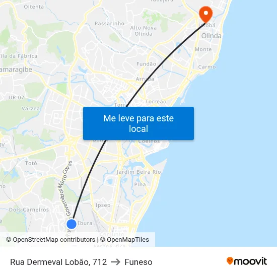 Rua Dermeval Lobão, 712 to Funeso map