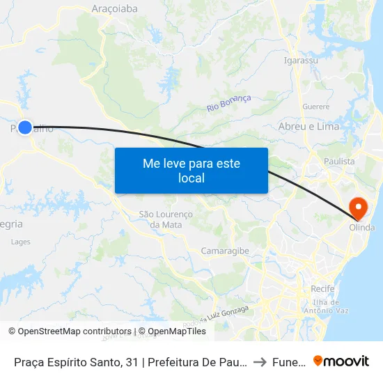 Praça Espírito Santo, 31 | Prefeitura De Paudalho to Funeso map