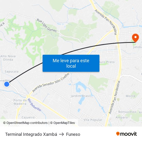 Terminal Integrado Xambá to Funeso map