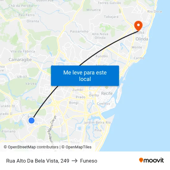 Rua Alto Da Bela Vista, 249 to Funeso map