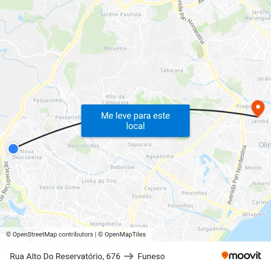 Rua Alto Do Reservatório, 676 to Funeso map
