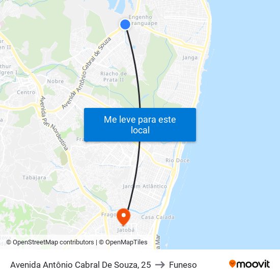 Avenida Antônio Cabral De Souza, 25 to Funeso map