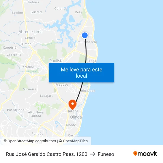 Rua José Geraldo Castro Paes, 1200 to Funeso map