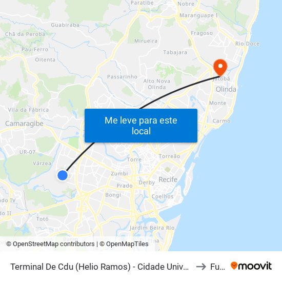 Terminal De Cdu (Helio Ramos) - Cidade Universitária Recife - Pe 50740-540 Brasil to Funeso map