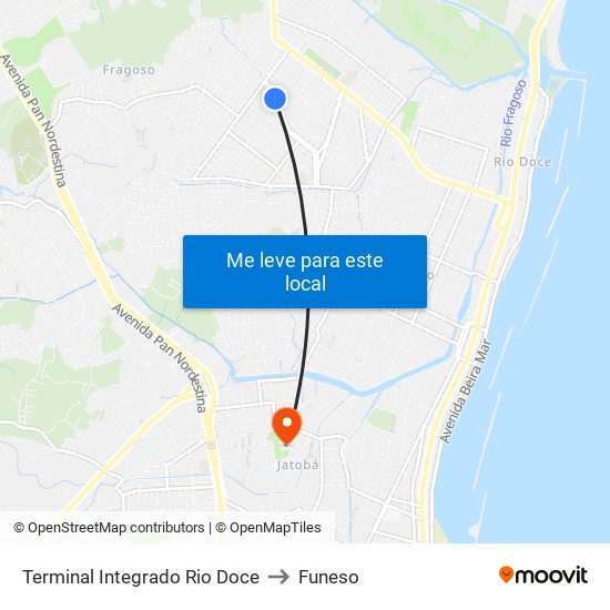 Terminal Integrado Rio Doce to Funeso map