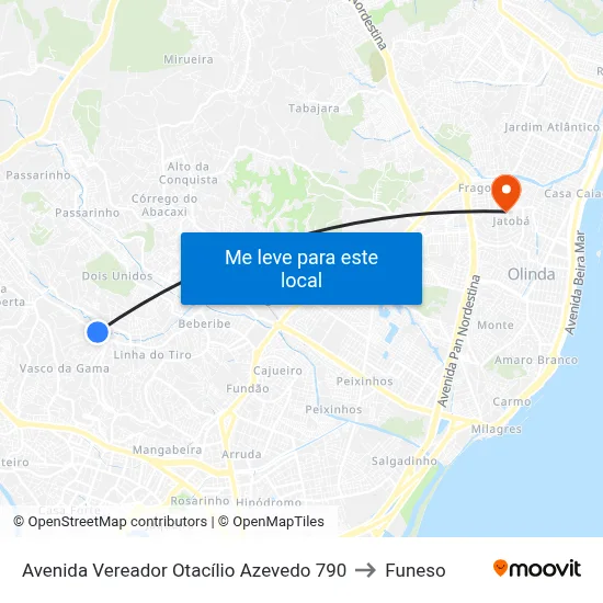 Avenida Vereador Otacílio Azevedo 790 to Funeso map