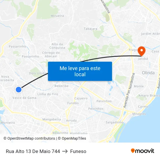 Rua Alto 13 De Maio 744 to Funeso map