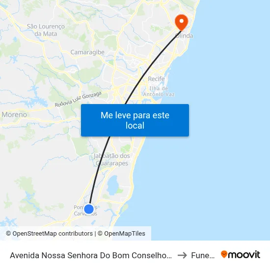 Avenida Nossa Senhora Do Bom Conselho 128 to Funeso map