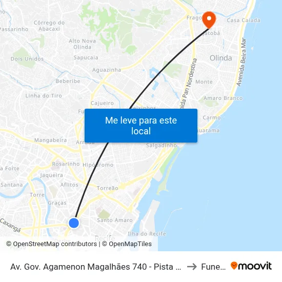 Av. Gov. Agamenon Magalhães 740 - Pista Central to Funeso map
