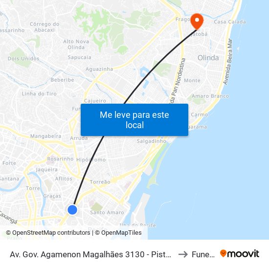 Av. Gov. Agamenon Magalhães 3130 - Pista Local to Funeso map