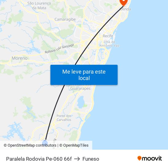 Paralela Rodovia Pe-060 66f to Funeso map