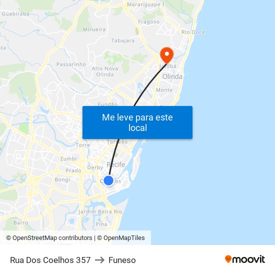 Rua Dos Coelhos 357 to Funeso map