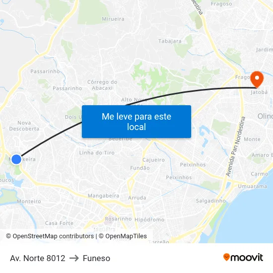 Av. Norte 8012 to Funeso map