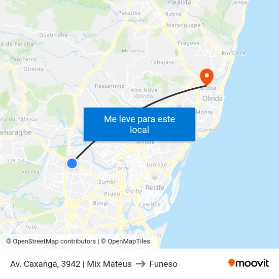 Av. Caxangá, 3942 | Mix Mateus to Funeso map