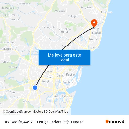 Av. Recife, 4497 | Justiça Federal to Funeso map