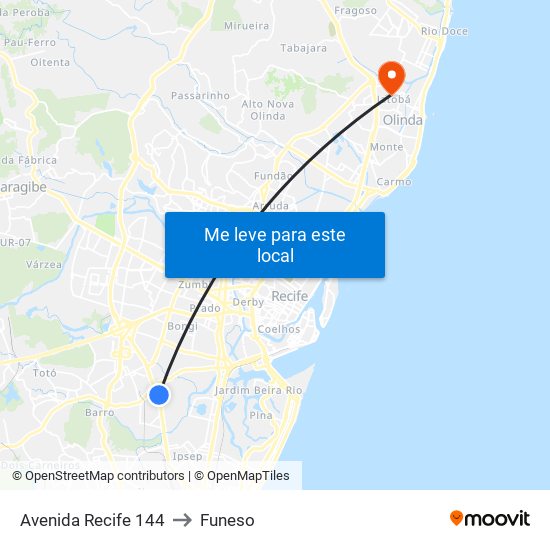 Avenida Recife 144 to Funeso map