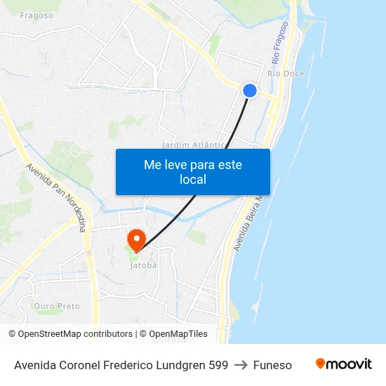 Avenida Coronel Frederico Lundgren 599 to Funeso map
