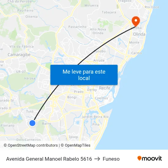Avenida General Manoel Rabelo 5616 to Funeso map