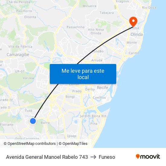 Avenida General Manoel Rabelo 743 to Funeso map