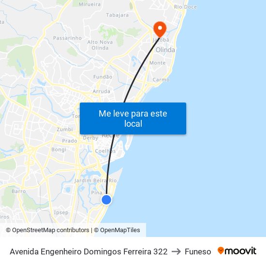 Avenida Engenheiro Domingos Ferreira 322 to Funeso map