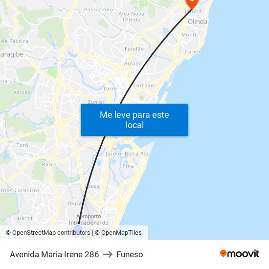 Avenida Maria Irene 286 to Funeso map