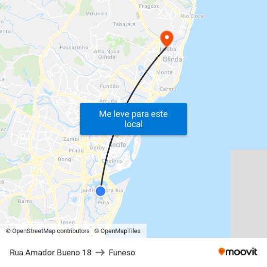 Rua Amador Bueno 18 to Funeso map