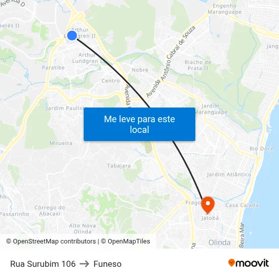 Rua Surubim 106 to Funeso map