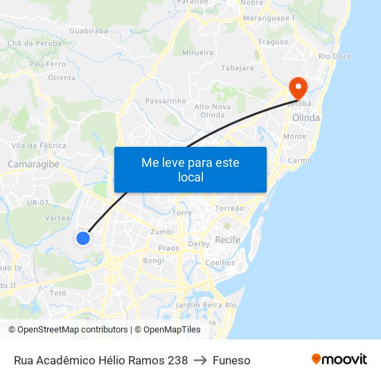 Rua Acadêmico Hélio Ramos 238 to Funeso map
