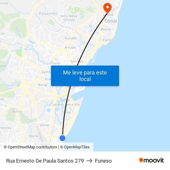 Rua Ernesto De Paula Santos 279 to Funeso map