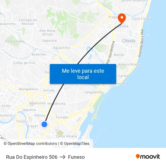 Rua Do Espinheiro 506 to Funeso map