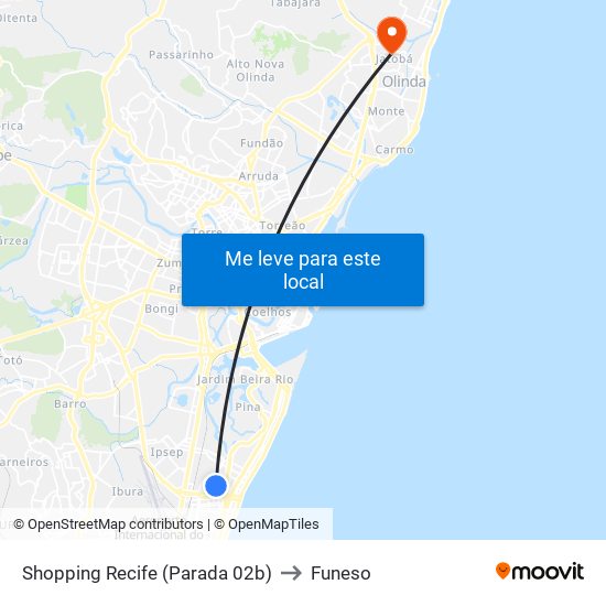 Shopping Recife (Parada 02b) to Funeso map