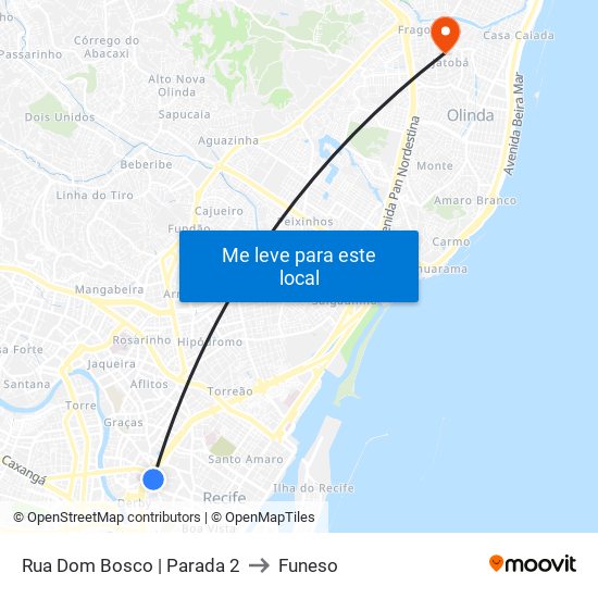 Rua Dom Bosco | Parada 2 to Funeso map