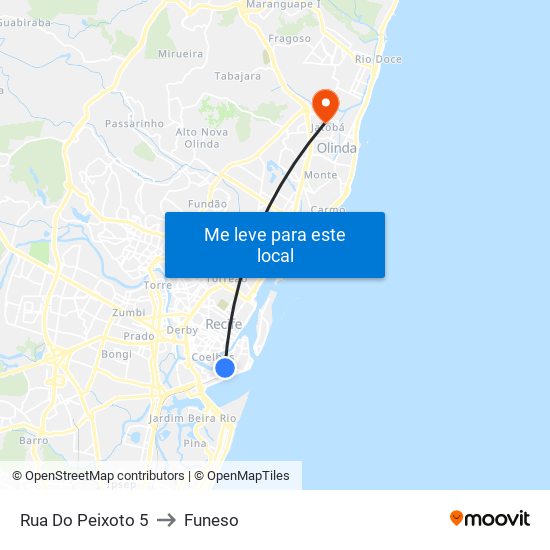 Rua Do Peixoto 5 to Funeso map