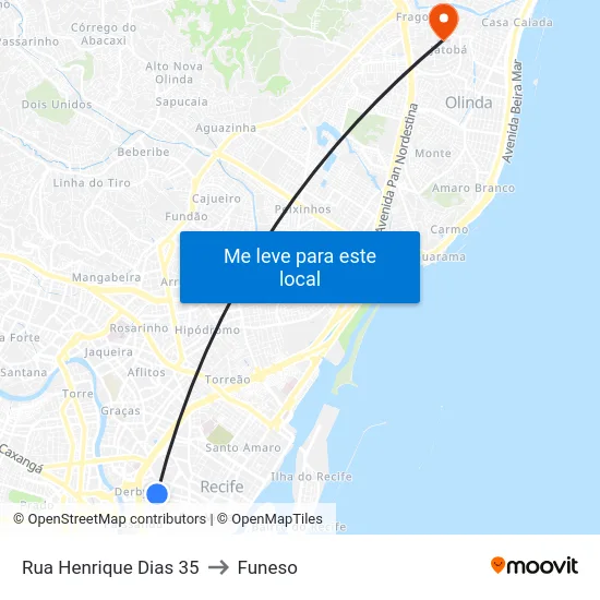 Rua Henrique Dias 35 to Funeso map