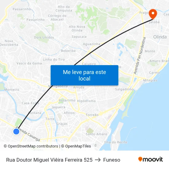 Rua Doutor Miguel Viêira Ferreira 525 to Funeso map