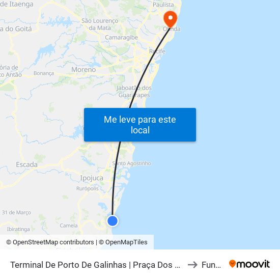 Terminal De Porto De Galinhas | Praça Dos Bombeiros to Funeso map