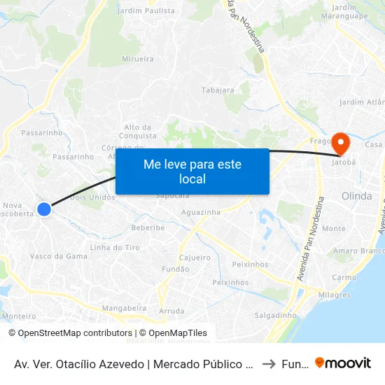 Av. Ver. Otacílio Azevedo | Mercado Público De Nova Descoberta to Funeso map