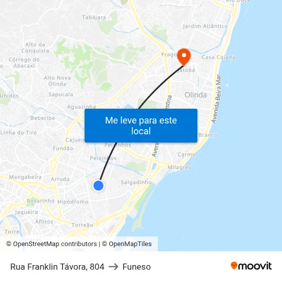 Rua Franklin Távora, 804 to Funeso map