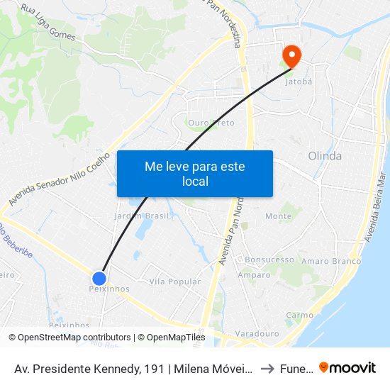 Av. Presidente Kennedy, 191 | Milena Móveis E Eletro to Funeso map