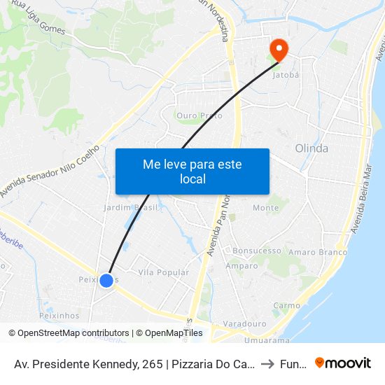 Av. Presidente Kennedy, 265 | Pizzaria Do Cachorrão Chinês to Funeso map