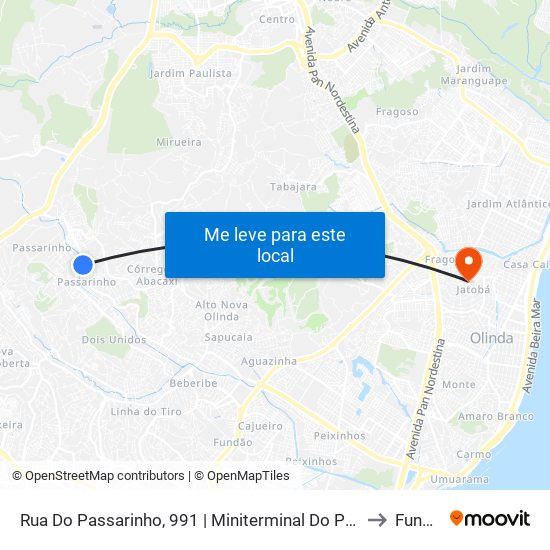 Rua Do Passarinho, 991 | Miniterminal Do Passarinho to Funeso map