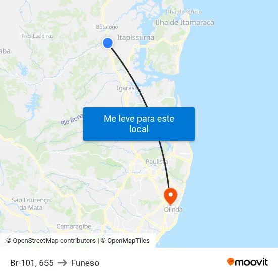Br-101, 655 to Funeso map