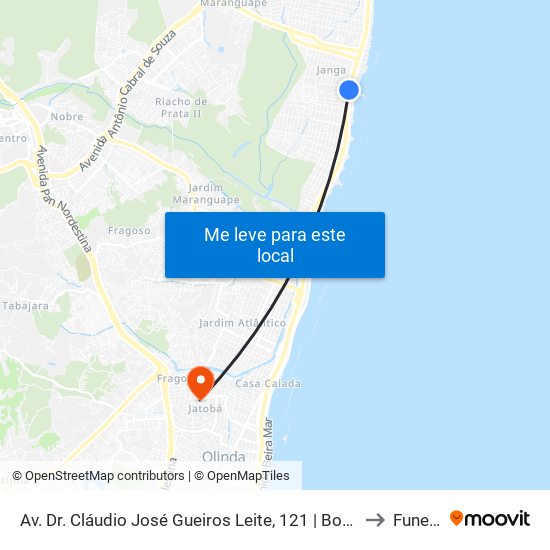 Av. Dr. Cláudio José Gueiros Leite, 121 | Bompreço to Funeso map