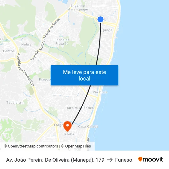 Av. João Pereira De Oliveira (Manepá), 179 to Funeso map