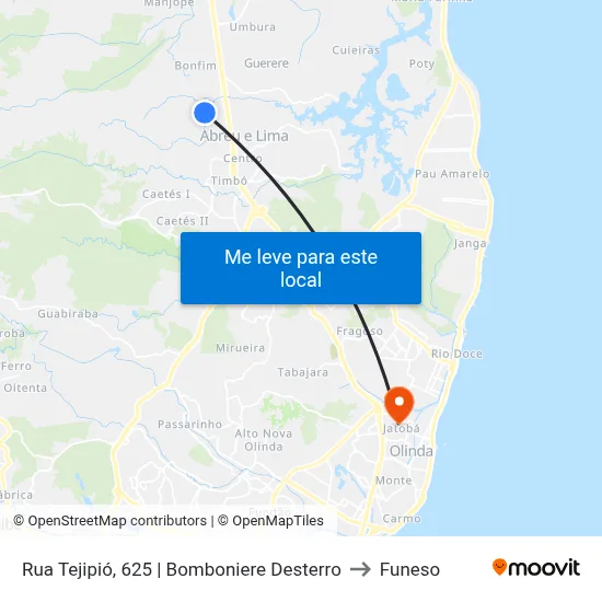 Rua Tejipió, 625 | Bomboniere Desterro to Funeso map