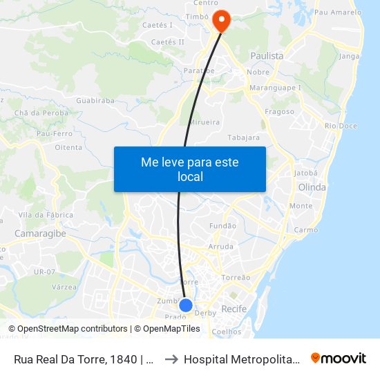 Rua Real Da Torre, 1840 | Marcos Peças E Acessórios (Pista Central) to Hospital Metropolitano Norte – Miguel Arraes De Alencar map