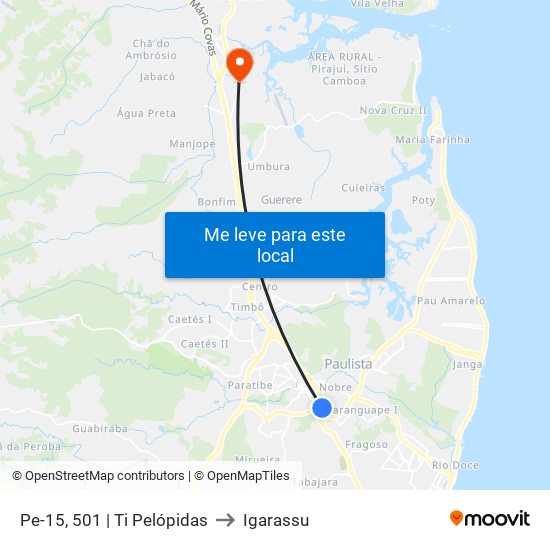 Pe-15, 501 | Ti Pelópidas to Igarassu map